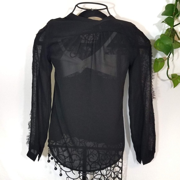 **SOLD** H&M Black Sheer Lace Shirt - Picture 2 of 5